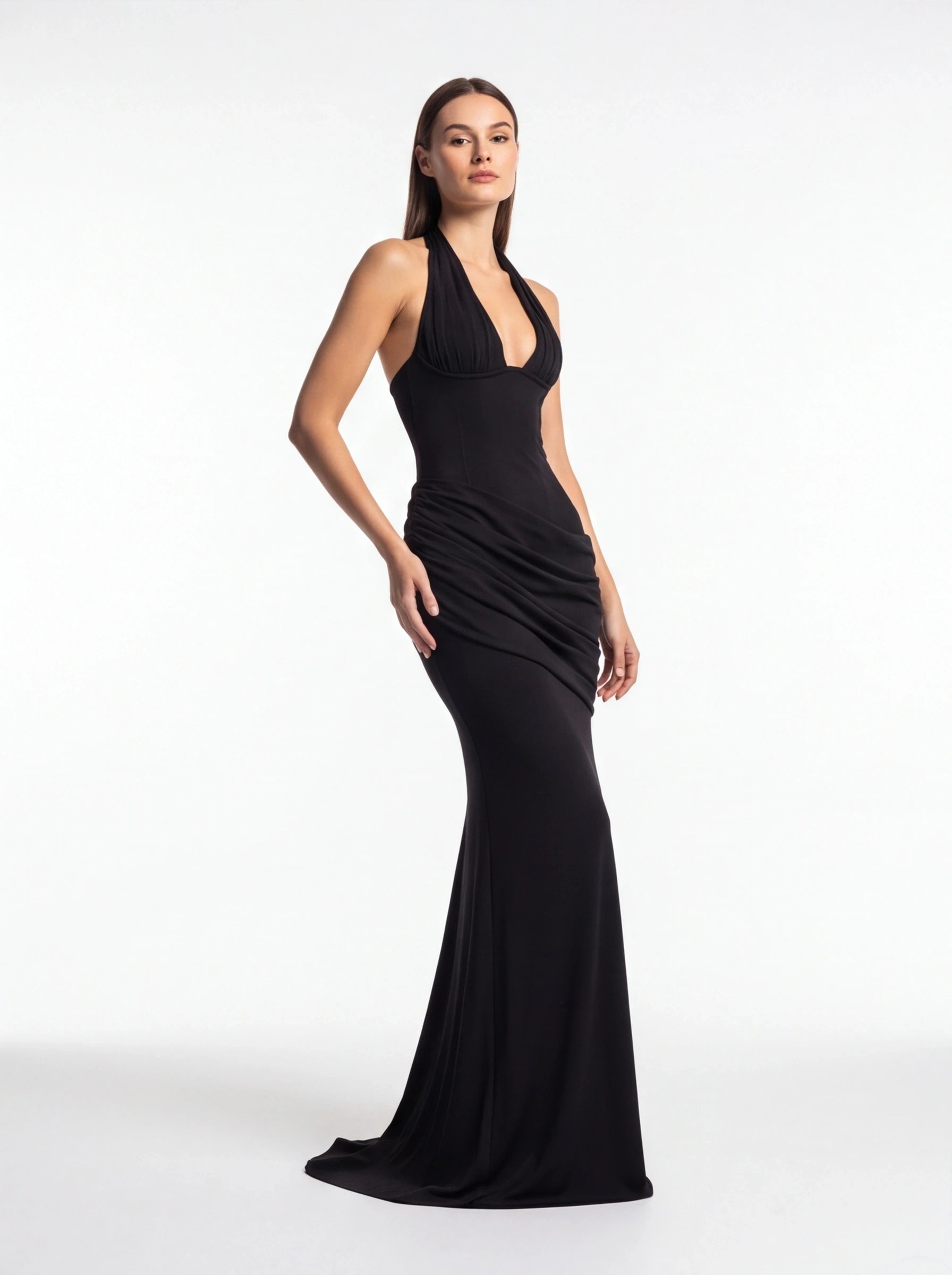 Robe de Soirée Sirène Bustier Sans Bretelles Blanc Ivoire