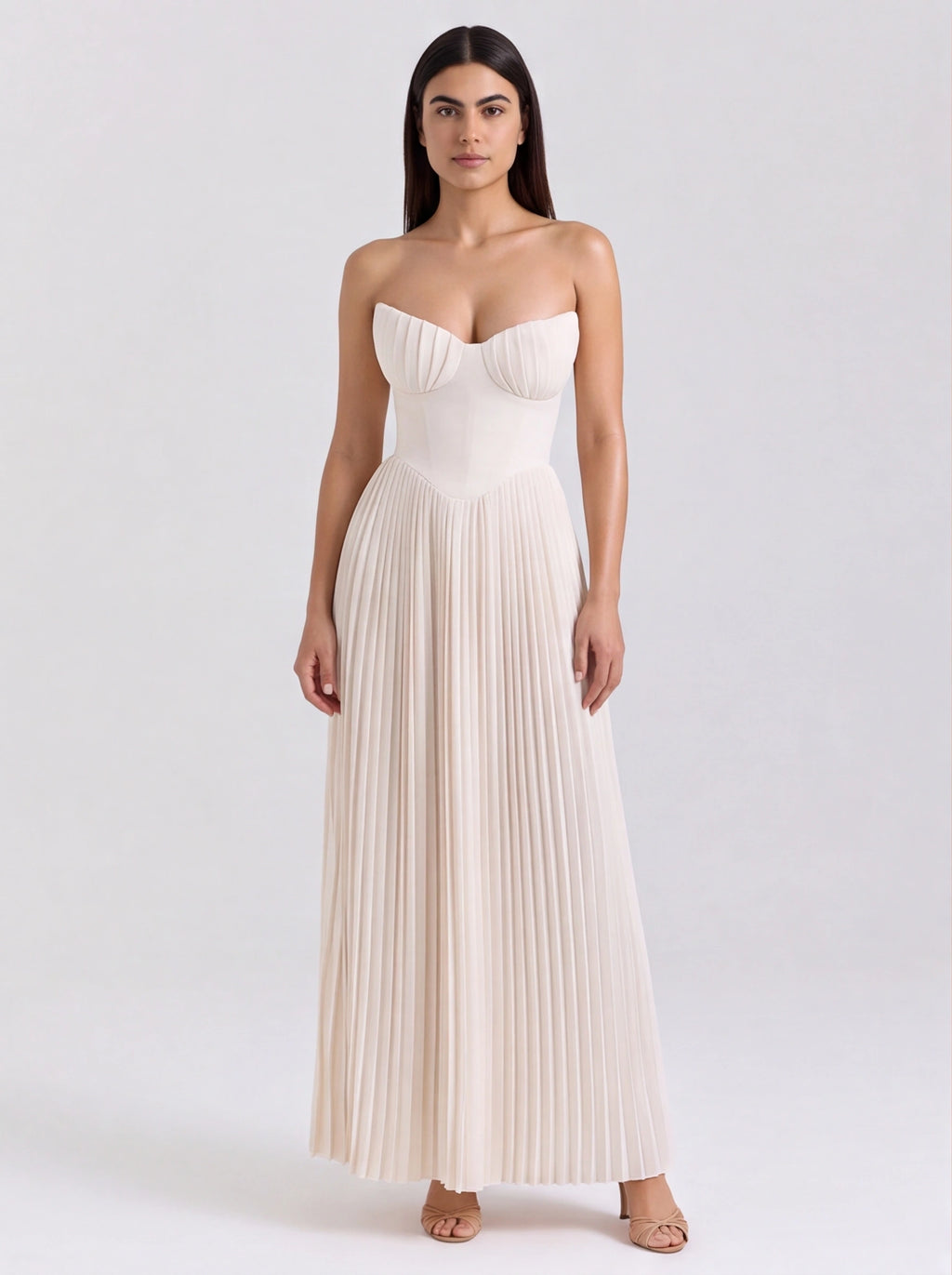 Robe de Soirée Bustier Princesse Style Français Blanc Ivoire