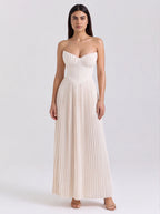Robe de Soirée Bustier Princesse Style Français Blanc Ivoire