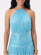 Robe de Soirée Métallique Élégante Longue