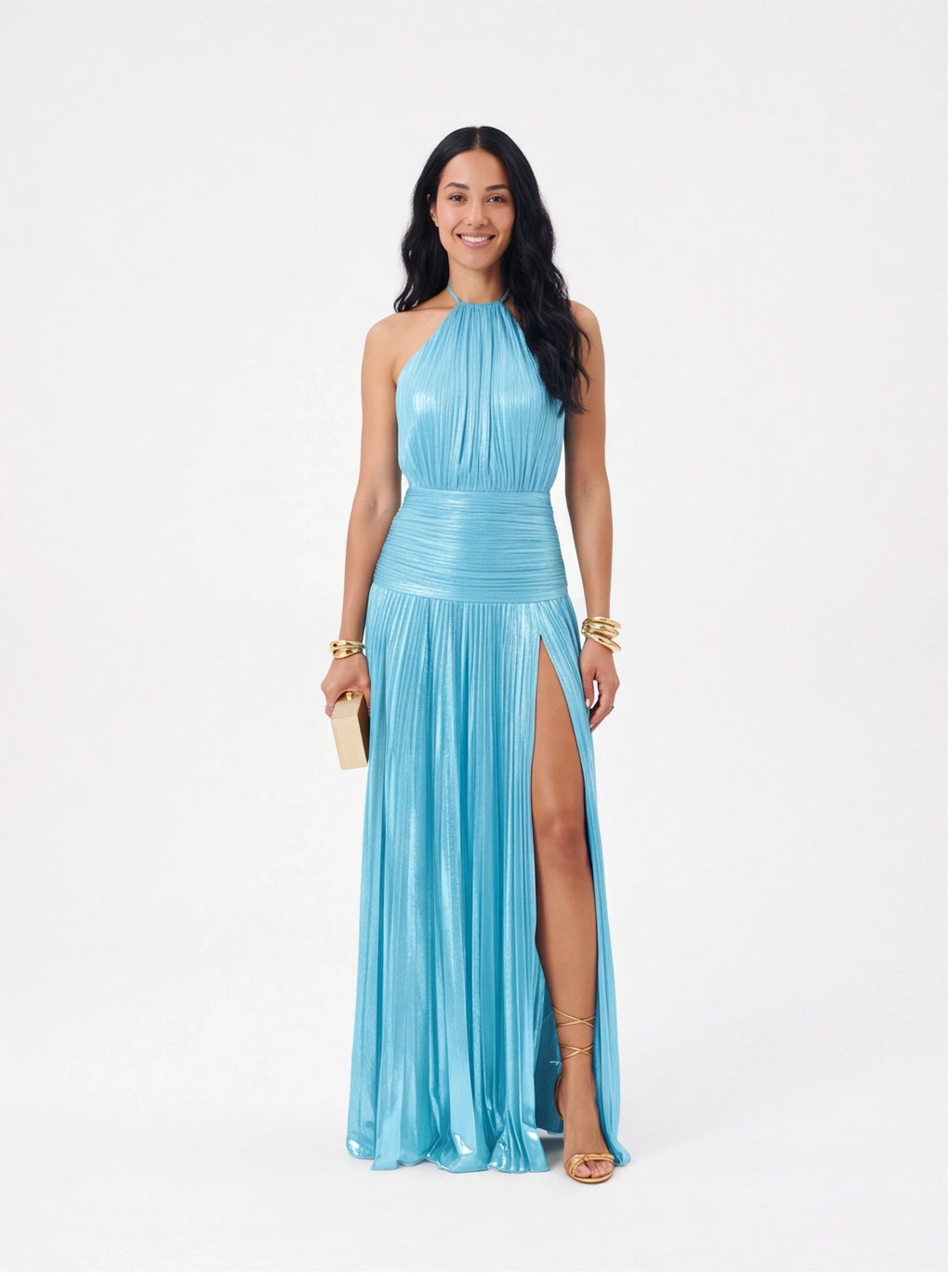 Robe de Soirée Métallique Élégante Longue