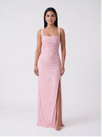 Robe de Soirée Longue Bustier Pailletée Fendue Glamour